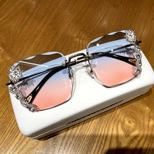 Load image into Gallery viewer, sunglasses women 2020 new fashon Vinage Sqaure luxury glasses Rimless rhinesotne sunglasses Shades For Women Summer oculos freeshipping - Tyche Ace
