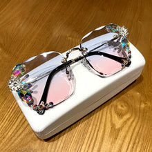 Load image into Gallery viewer, sunglasses women 2020 new fashon Vinage Sqaure luxury glasses Rimless rhinesotne sunglasses Shades For Women Summer oculos freeshipping - Tyche Ace

