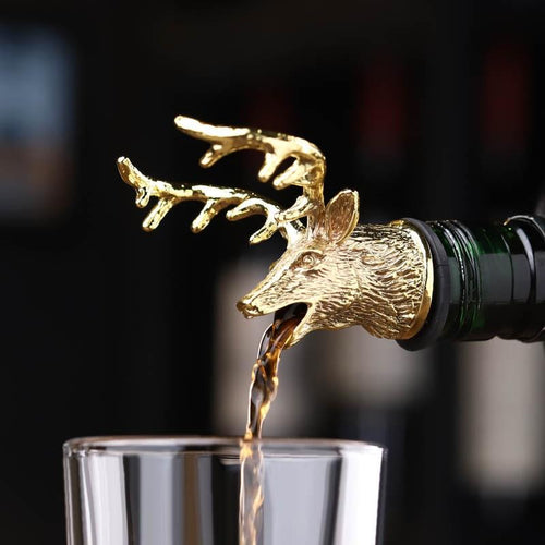 Unique Zinc Alloy Deer Stag Head Wine Pourer Bottle Stopper freeshipping - Tyche Ace