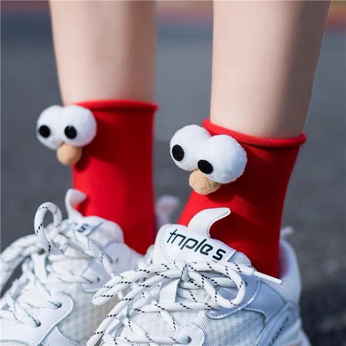 Unisex 3D Eyes Cartoon Design Cotton Socks freeshipping - Tyche Ace