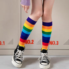 Load image into Gallery viewer, Unisex Cotton Colourful Rainbow Stripe knee Long Vintage Socks freeshipping - Tyche Ace
