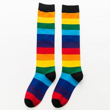 Load image into Gallery viewer, Unisex Cotton Colourful Rainbow Stripe knee Long Vintage Socks freeshipping - Tyche Ace
