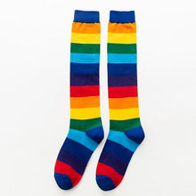Load image into Gallery viewer, Unisex Cotton Colourful Rainbow Stripe knee Long Vintage Socks freeshipping - Tyche Ace

