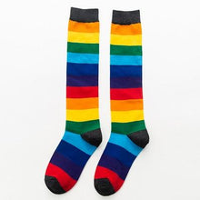 Load image into Gallery viewer, Unisex Cotton Colourful Rainbow Stripe knee Long Vintage Socks freeshipping - Tyche Ace
