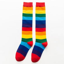 Load image into Gallery viewer, Unisex Cotton Colourful Rainbow Stripe knee Long Vintage Socks freeshipping - Tyche Ace
