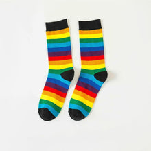 Load image into Gallery viewer, Unisex Cotton Colourful Rainbow Stripe knee Long Vintage Socks freeshipping - Tyche Ace

