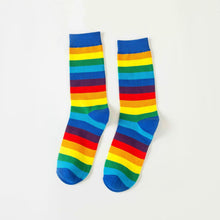 Load image into Gallery viewer, Unisex Cotton Colourful Rainbow Stripe knee Long Vintage Socks freeshipping - Tyche Ace
