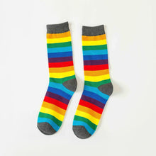 Load image into Gallery viewer, Unisex Cotton Colourful Rainbow Stripe knee Long Vintage Socks freeshipping - Tyche Ace

