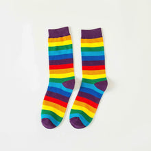 Load image into Gallery viewer, Unisex Cotton Colourful Rainbow Stripe knee Long Vintage Socks freeshipping - Tyche Ace

