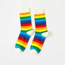 Load image into Gallery viewer, Unisex Cotton Colourful Rainbow Stripe knee Long Vintage Socks freeshipping - Tyche Ace

