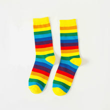 Load image into Gallery viewer, Unisex Cotton Colourful Rainbow Stripe knee Long Vintage Socks freeshipping - Tyche Ace
