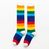 Unisex Cotton Colourful Rainbow Stripe knee Long Vintage Socks freeshipping - Tyche Ace