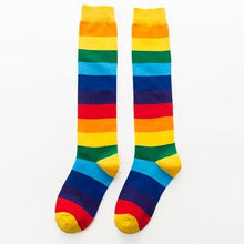 Load image into Gallery viewer, Unisex Cotton Colourful Rainbow Stripe knee Long Vintage Socks freeshipping - Tyche Ace
