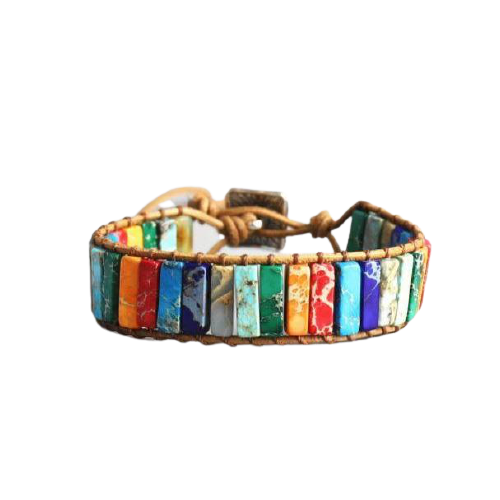 Unisex Handmade 7 Chakra Natural Tube Beads Stone Leather Wrap Bracelet freeshipping - Tyche Ace