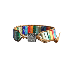 Load image into Gallery viewer, Unisex Handmade 7 Chakra Natural Tube Beads Stone Leather Wrap Bracelet freeshipping - Tyche Ace
