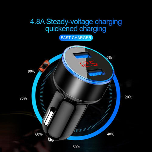 USB LED Display Mobile Phone Adapter Car Charger freeshipping - Tyche Ace