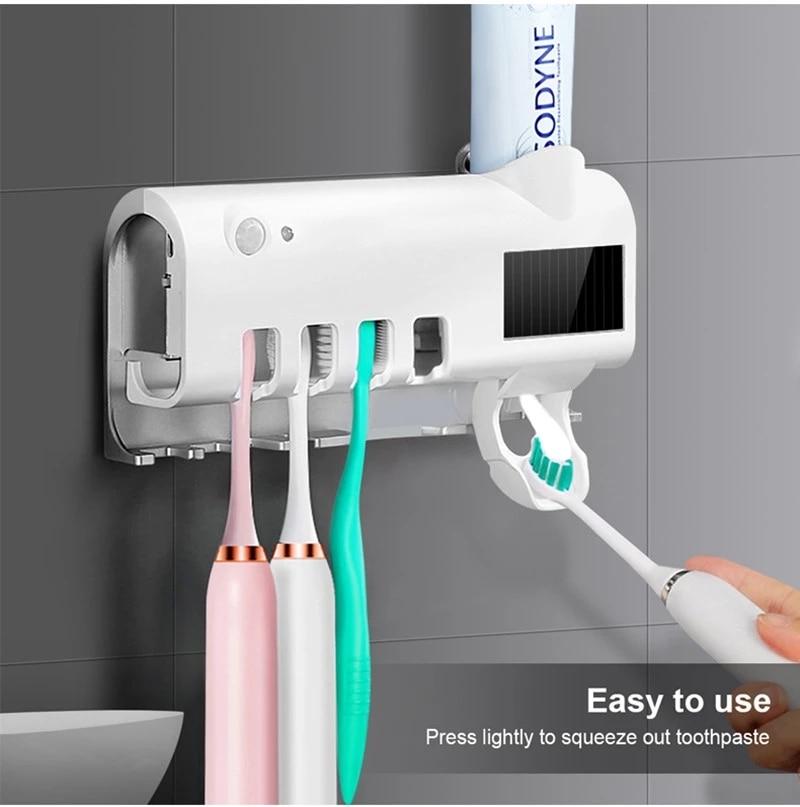 UV Disinfection Sterilisation Toothbrush With Toothpaste Squeezer Holder freeshipping - Tyche Ace