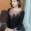 Woman Floral Embroidered Long Sleeve Blouse freeshipping - Tyche Ace