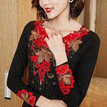 Load image into Gallery viewer, Woman Floral Embroidered Long Sleeve Blouse freeshipping - Tyche Ace

