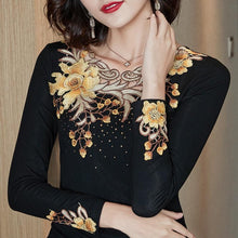 Load image into Gallery viewer, Woman Floral Embroidered Long Sleeve Blouse freeshipping - Tyche Ace
