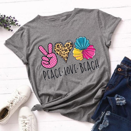 Woman Leopard Peace Love Coffee Streetwear Casual T Shirts freeshipping - Tyche Ace
