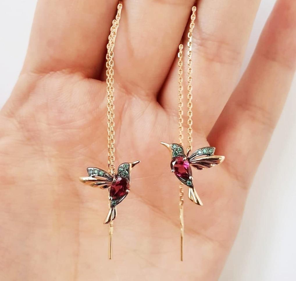 Woman Unique Long Drop Bird Pendant Earrings freeshipping - Tyche Ace