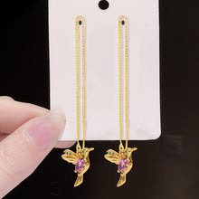 Load image into Gallery viewer, Woman Unique Long Drop Bird Pendant Earrings freeshipping - Tyche Ace
