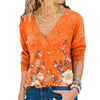 Woman Vintage Floral Print V Neck Long Sleeve Loose Fit Tops freeshipping - Tyche Ace