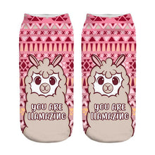 Load image into Gallery viewer, Women 3D Print Happy Alpaca Llama Magic Cool Ankle Novelty Socks freeshipping - Tyche Ace
