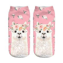 Load image into Gallery viewer, Women 3D Print Happy Alpaca Llama Magic Cool Ankle Novelty Socks freeshipping - Tyche Ace
