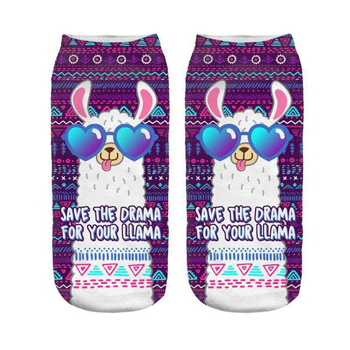 Women 3D Print Happy Alpaca Llama Magic Cool Ankle Novelty Socks freeshipping - Tyche Ace
