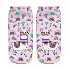 Load image into Gallery viewer, Women 3D Print Happy Alpaca Llama Magic Cool Ankle Novelty Socks freeshipping - Tyche Ace
