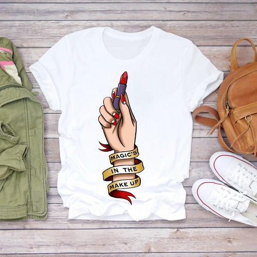 Women 90s Stylish Fingernail Nail Art Make Up Design T-Shirts freeshipping - Tyche Ace