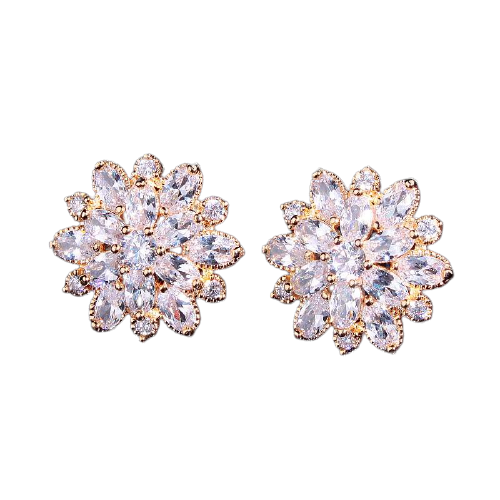 Women Austrian Zircon Elegant Flower Stud Earrings freeshipping - Tyche Ace