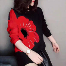 Load image into Gallery viewer, Women Big Floral Round Neck Long Sleeve Pullover Sweat freeshipping - Tyche Ace
