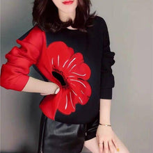 Load image into Gallery viewer, Women Big Floral Round Neck Long Sleeve Pullover Sweat freeshipping - Tyche Ace
