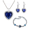 Women Blue Heart Crystal Zircon Jewellery Sets freeshipping - Tyche Ace