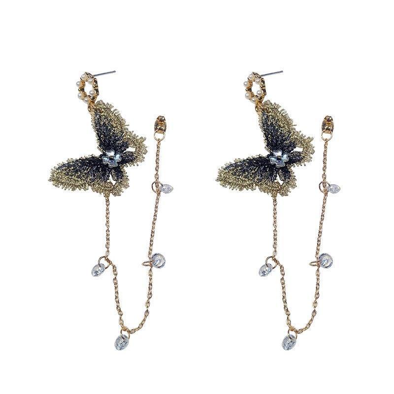 Women Butterfly Long Tassel Pendant Metal Earrings freeshipping - Tyche Ace