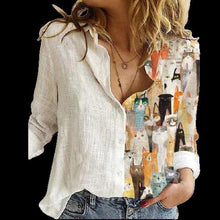 Load image into Gallery viewer, Women Button Turn-Down Collar Vintage Casual Printed Blouses freeshipping - Tyche Ace
