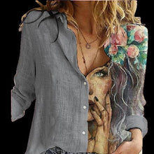 Load image into Gallery viewer, Women Button Turn-Down Collar Vintage Casual Printed Blouses freeshipping - Tyche Ace

