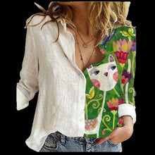 Load image into Gallery viewer, Women Button Turn-Down Collar Vintage Casual Printed Blouses freeshipping - Tyche Ace
