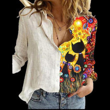 Load image into Gallery viewer, Women Button Turn-Down Collar Vintage Casual Printed Blouses freeshipping - Tyche Ace
