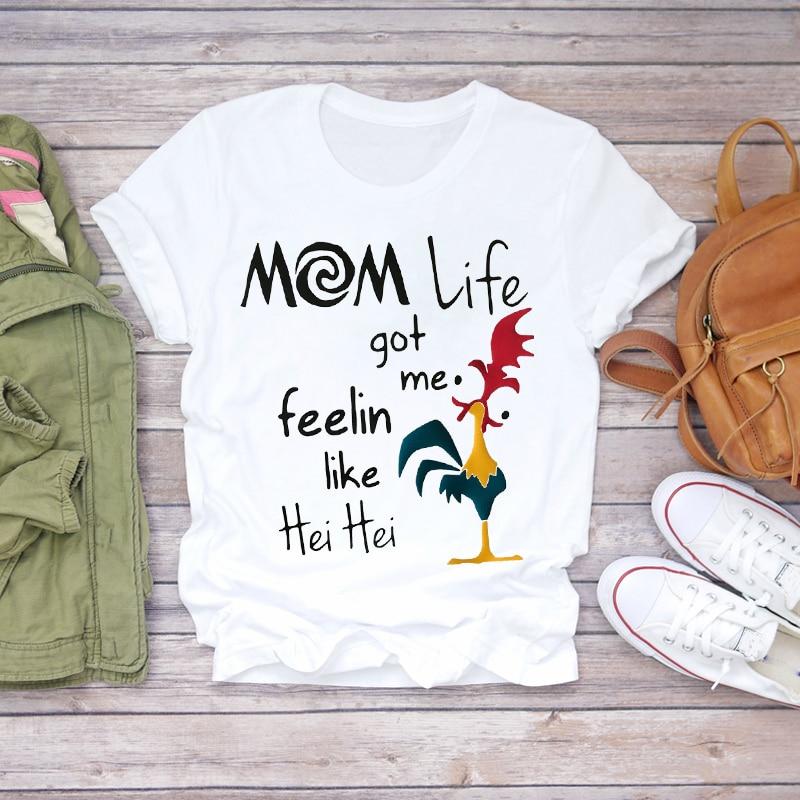 Women Cartoon Super Momlife Summer Graphic Print T-shirts freeshipping - Tyche Ace