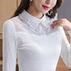 Women Casual Lace Embroidered Design Long Sleeve Stand Collar Blouse freeshipping - Tyche Ace
