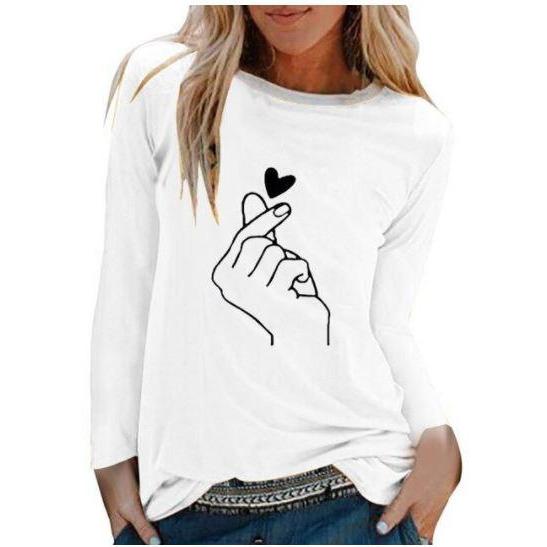 Women Casual Print Long Sleeve Loose T Shirt freeshipping - Tyche Ace