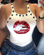 Load image into Gallery viewer, Women Casual Sleeveless Thick Strap Lip Print Backless Bowknot Design Tank Tops freeshipping - Tyche Ace
