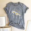 Women Chrysanthemum Butterfly Design Print Short Sleeve T-Shirts freeshipping - Tyche Ace