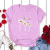 Women Chrysanthemum Butterfly Design Print Short Sleeve T-Shirts freeshipping - Tyche Ace