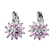 Load image into Gallery viewer, Women Clear Crystal Flower Cluster Earrings freeshipping - Tyche Ace
