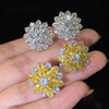 Women Clear Sterling Silver Yellow/White Daisy Flower Stud Earrings freeshipping - Tyche Ace